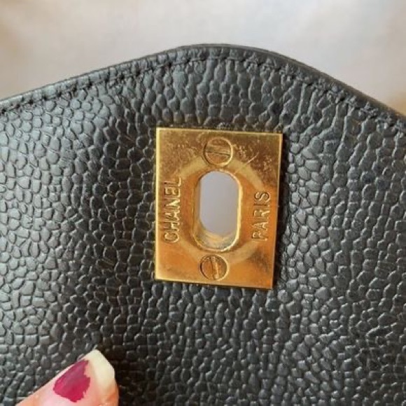 Chanel Vintage Black Caviar Front Flap Shoulder Bag - Picture 3 of 10
